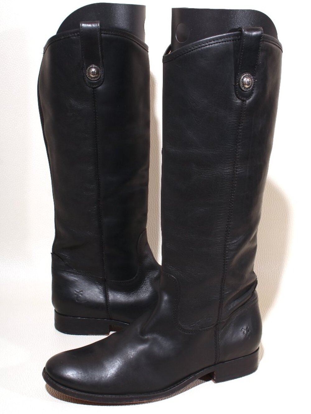 Womens FRYE Boots Size 9 B Melissa Button Tall Riding Boots Black Leather 77168